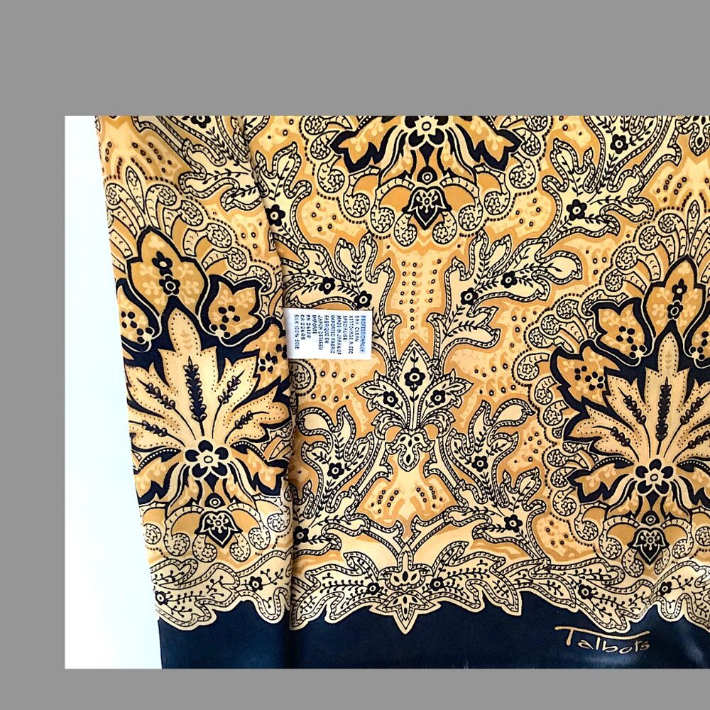 Talbots multi-colored rectangle paisley pattern scarf, 100% silk, 11 x 58 inches - Picture 6 of 9